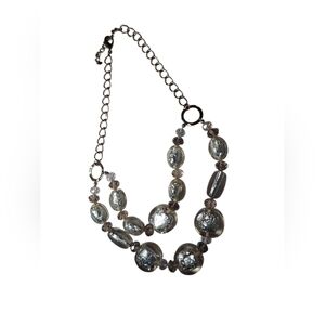 Double Strand Chunky Ice Aluminum Beaded Statement Necklace Whimsical Tiered